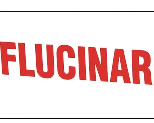 Czerwony napis "FLUCINAR" na białym tle.