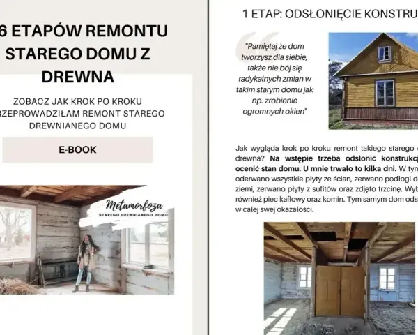 Projekt dobudówki: odsłonięcie konstrukcji starego domu z drewna, by ocenić jego stan.