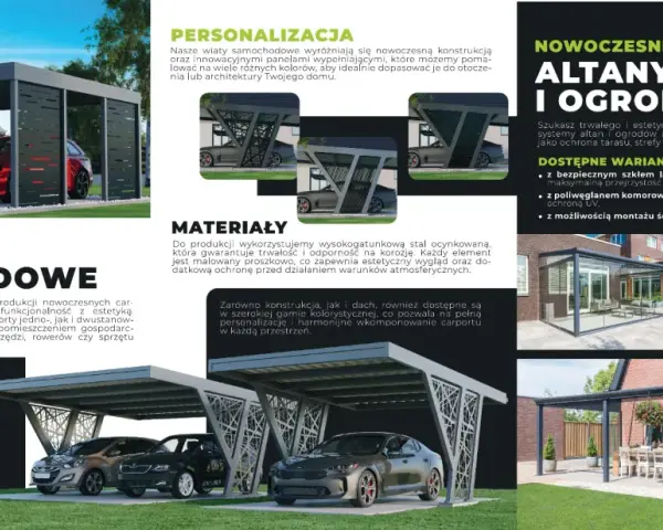 Nowoczesne wiaty samochodowe i altany ogrodowe z aluminium.