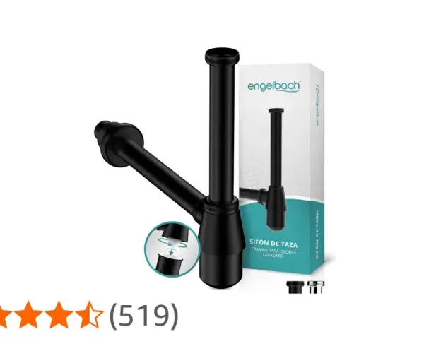 Sifón de taza negro Engelbach, un ejemplo de tipos de bote sifónico para evitar olores. Incluye caja y accesorios.