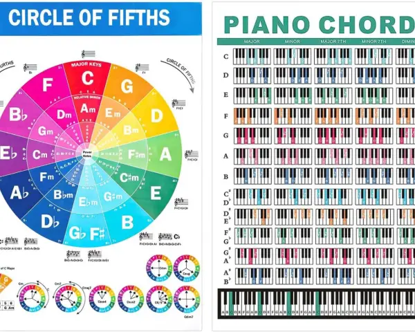 Notenlehre für das Keyboard: Quintenzirkel und Akkorde. Hilft beim Keyboard spielen.