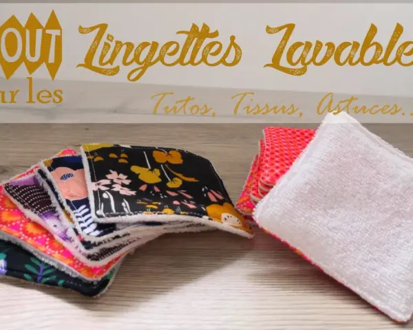 Gabarit lingettes lavables : pile de lingettes colorées et douces, idéales pour un usage zéro déchet.