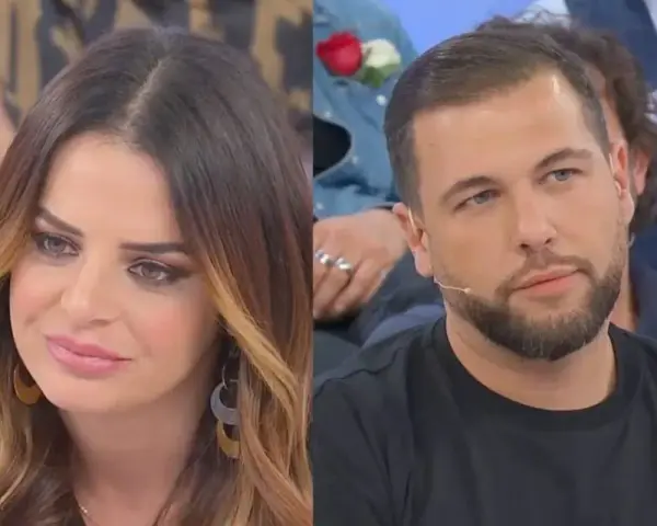 Roberta di Padua incinta, con un uomo al suo fianco.