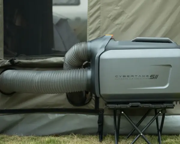 Climatiseur mobile réversible mode chauffage, prêt à réchauffer votre tente.