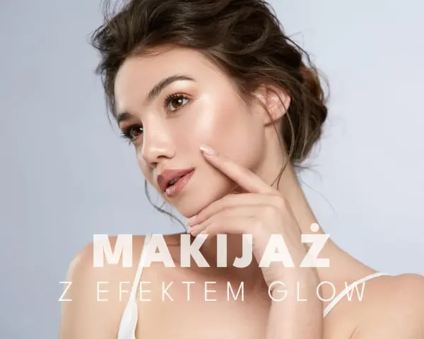 Delikatny makijaż glow na wesele, podkreślający naturalne piękno. Skóra promienieje subtelnym blaskiem, idealnym na ten wyjątkowy dzień.