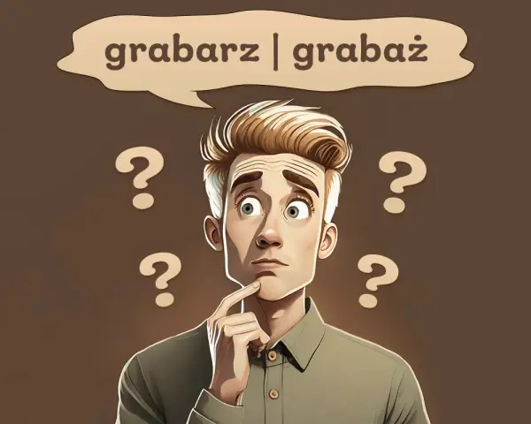 Zastanawiam się, czy to grabaż, czy grabarz. Wokół głowy pytajniki.