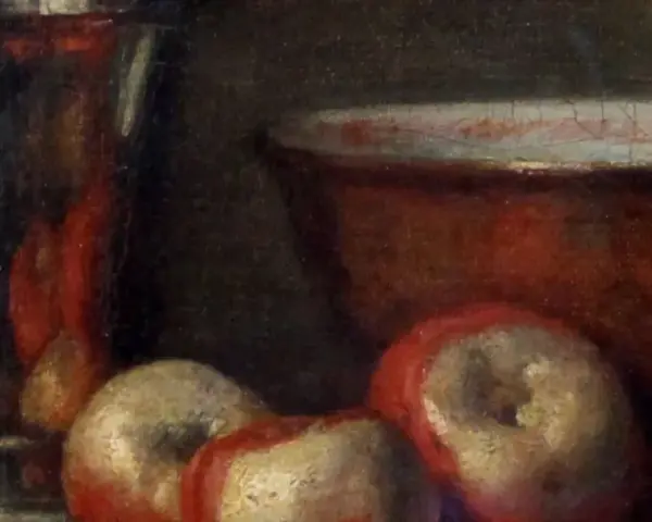 Nature morte avec pommes, un gobelet en argent et un bol, typique des œuvres d'art de Jean Siméon Chardin.