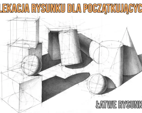 Rysunek techniczny pokazuje, jak narysować cień rzucony na bryły geometryczne. Lekcja rysunku dla początkujących.