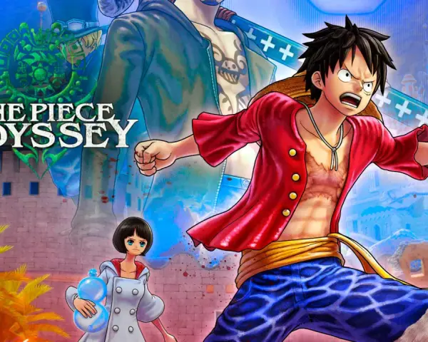 Luffy y Adio se preparan para la aventura en One Piece Odyssey. El juego estará disponible para PS5, Xbox Series X|S, PS4 y PC.