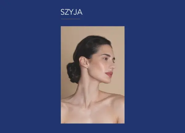 Profil kobiety z widocznymi efektami Profhilo na twarzy, szyi i ciele. Skóra jest wygładzona i nawilżona.