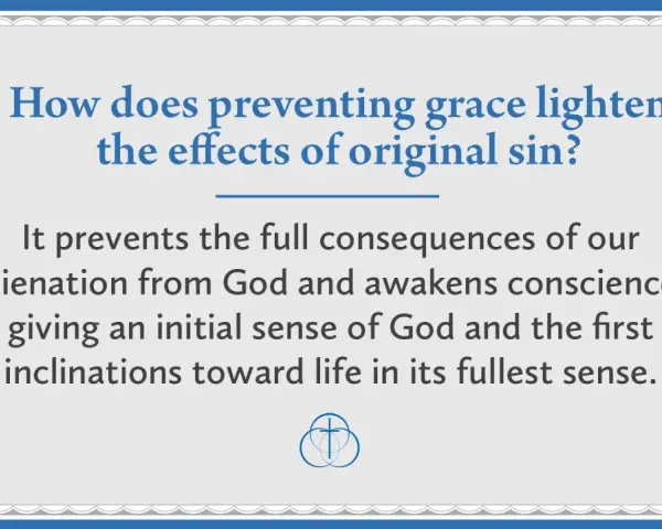 Preventing grace lessens the effects of original sin by preventing full alienation from God, awakening conscience, and fostering inclinations toward life.