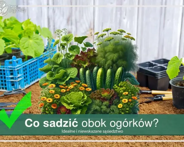 Kompozycja warzyw i kwiatów, z ogórkami w centrum. Dowiedz się, co sadzić obok ogórków, by stworzyć idealne sąsiedztwo.