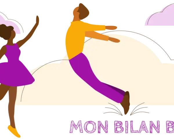 Illustration de deux personnes dansant, avec le texte "MON BILAN BAFD".