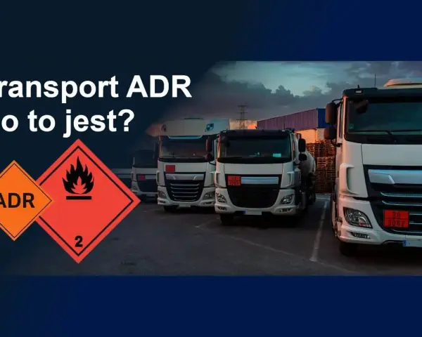 Ciężarówki z oznaczeniami ADR, symbolizujące transport materiałów niebezpiecznych. Dowiedz się, adr co to jest i jakie są zasady przewozu.