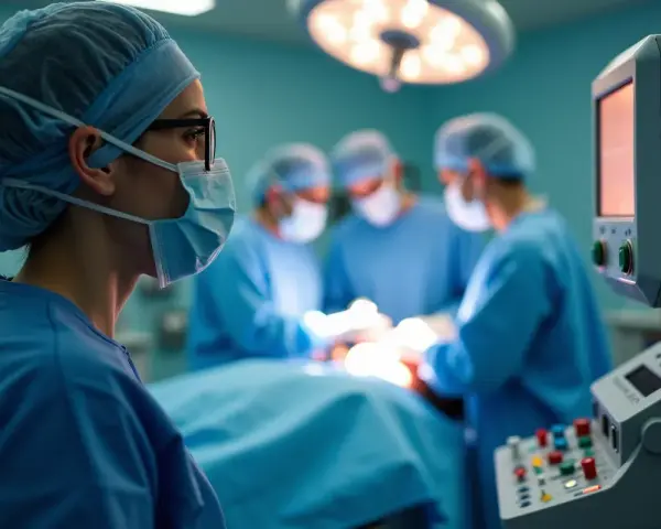 Anestezjolog w masce i czepku obserwuje operację. Zastanawiasz się, ile zarabia anestezjolog?