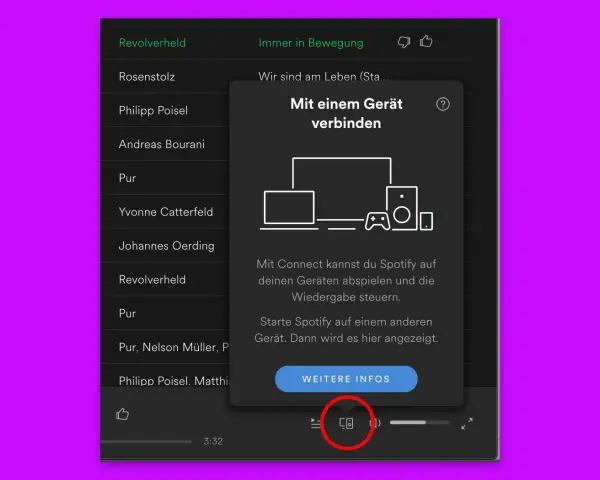 Spotify Connect: Musik auf mehreren Geräten abspielen und steuern. Ein Pop-up erklärt, wie.