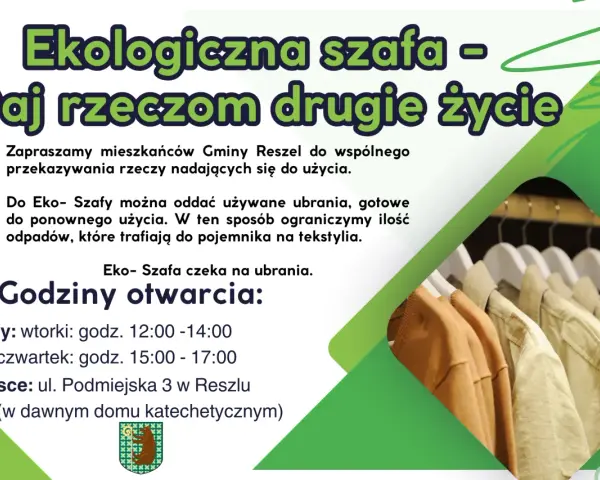 Gdzie oddać odzież? Do Eko-Szafy w Reszlu przy ul. Podmiejskiej 3. Ubrania zyskają drugie życie!