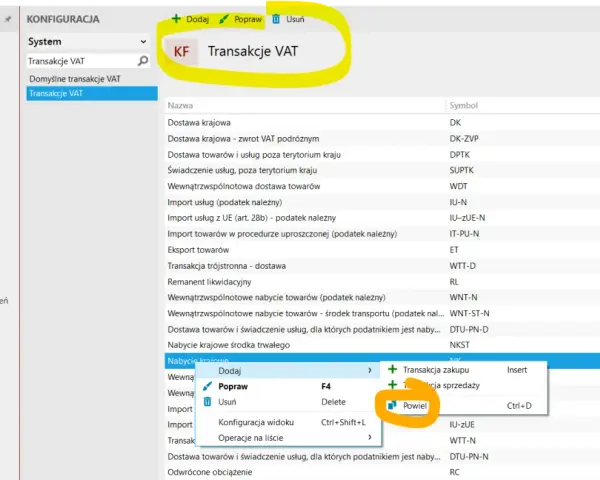 Konfiguracja systemu: Transakcje VAT, w tym import i eksport, są kluczowe dla prawidłowego rozliczenia cła.