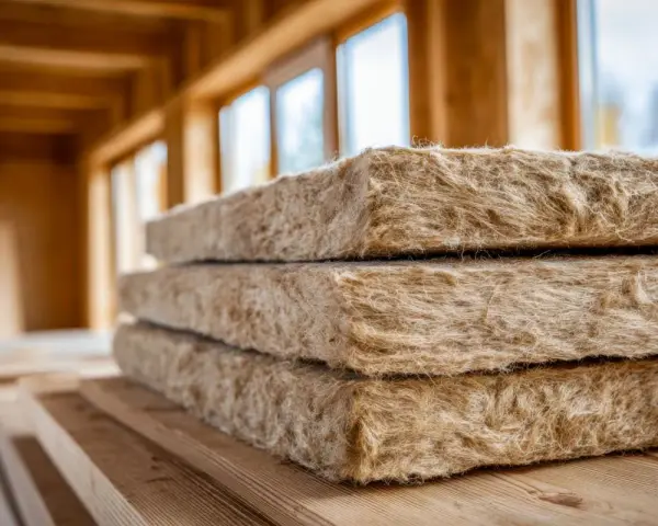 Pannelli isolanti in fibra di legno, pronti per l'installazione. Valutare i cappotto termico svantaggi prima di procedere.