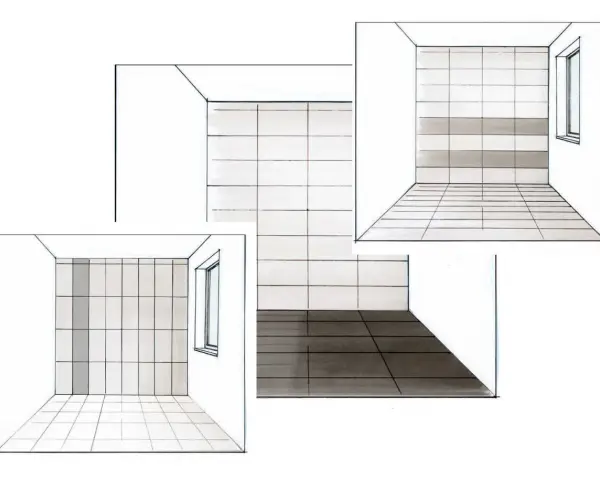 Verschiedene Verlegemuster Fliesen 30x60 verlegen Richtung: vertikal, horizontal und im Verbund.