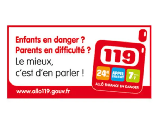 Enfants en danger ? Parents en difficulté ? Le mieux, c'est d'en parler ! Allo Enfance en Danger, numéro 119.