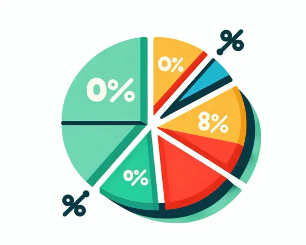 Grafico a torta colorato con percentuali, che illustra quanto si guadagna con Uber.