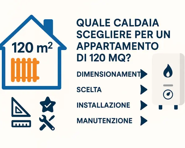 Guida per scegliere una caldaia a condensazione per un appartamento di 120 mq: dimensionamento, scelta, installazione e manutenzione.