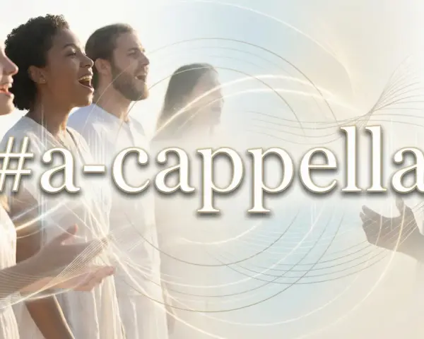 Grupa ludzi śpiewa bez instrumentów. To jest właśnie co to acapella.