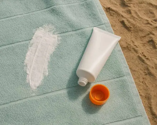 Crema solare su telo da spiaggia. Scopri come togliere le macchie gialle dalla biancheria colorata con rimedi naturali.