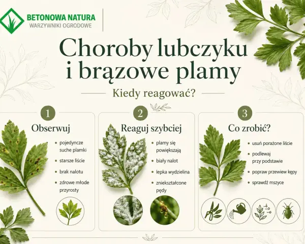 Choroby lubczyku: brązowe plamy, biały nalot, lepka wydzielina. Porady, jak reagować na choroby lubczyku i dbać o zdrowe rośliny.