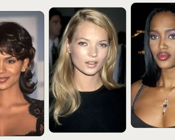 Ikony stylu: Halle Berry, Kate Moss i Naomi Campbell w ikonicznym makijażu lat 90.