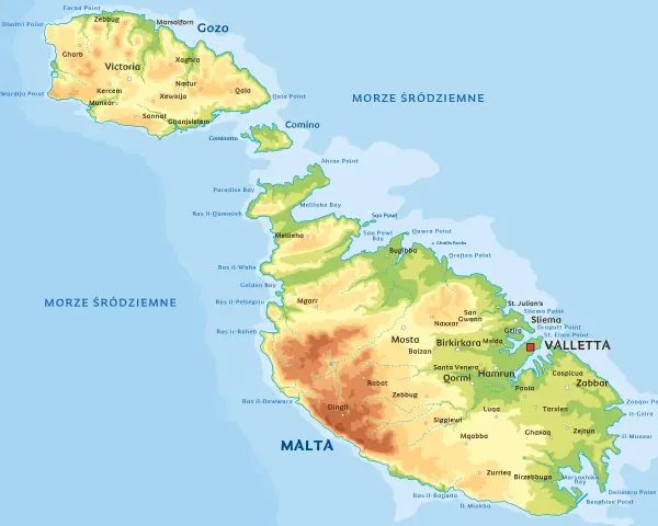 Mapa Malty, Gozo i Komina. Zastanawiasz się, czy potrzebujesz malta dowod czy paszport, by tu przyjechać?