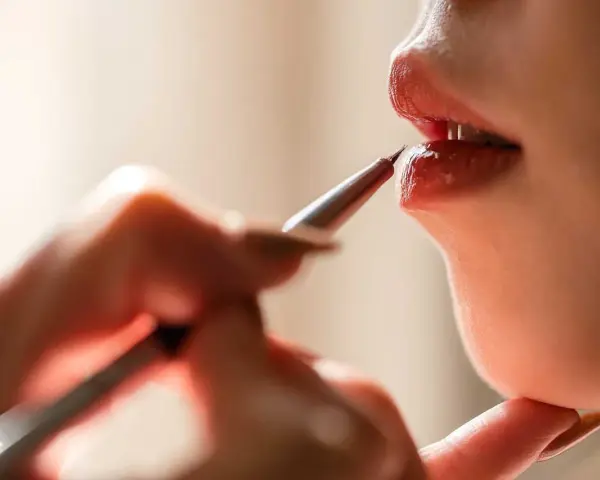 Usta po powiekszaniu, artystycznie malowane pędzelkiem.