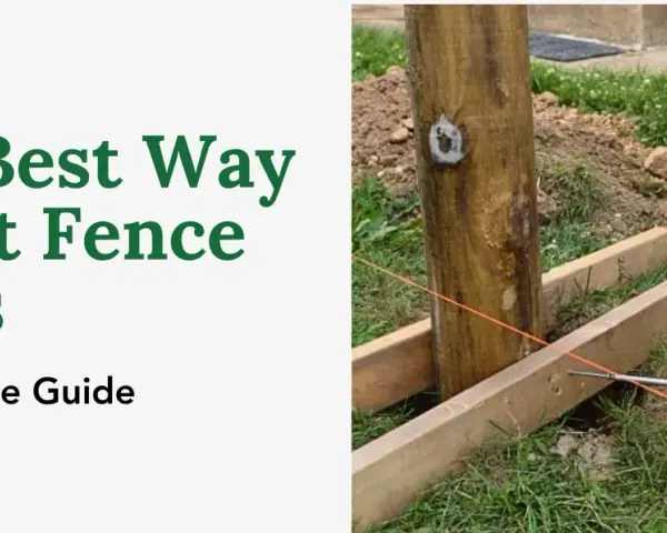 Learn how to install fence posts with this guide. A person uses a drill to secure wooden braces around a fence post.
