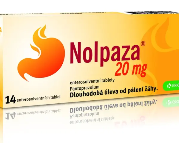 Opakowanie leku Nolpaza 20 mg, zawierające 14 tabletek. Pomaga na zgagę.