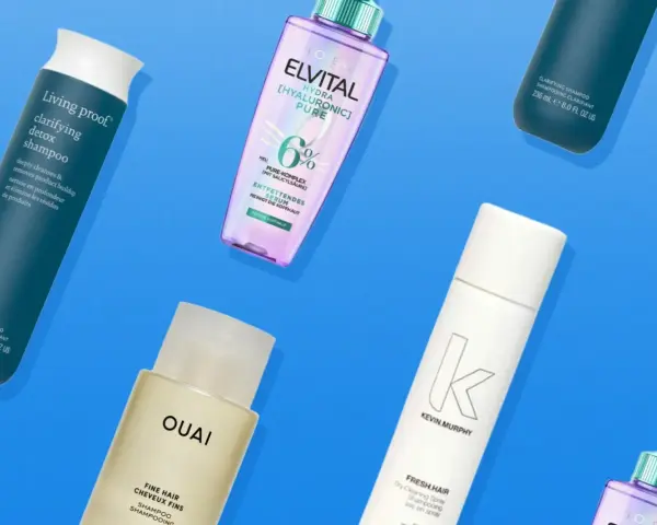 Verschiedene Shampoos und Sprays, die gegen fettige Haare helfen. Darunter Living Proof, L'Oréal Elvital und Kevin Murphy.