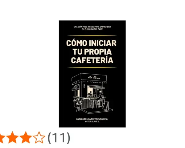 Guía para emprender tu cafetería en España. Ilustración de una cafetería "La Finca" con clientes.