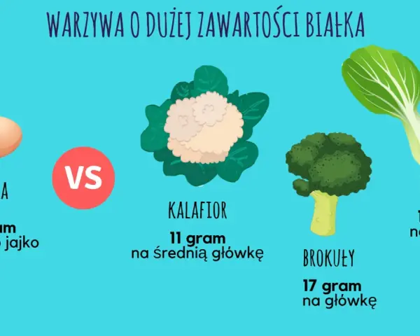 Jajka, kalafior, brokuły i pak choi to produkty, co ma duzo białka. Sprawdź, ile gramów białka dostarcza każde z nich.