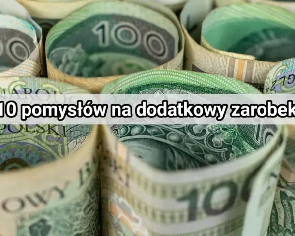 Zwijane banknoty 100 zł. Tekst: "10 pomysłów na dodatkowy zarobek". Jak dorobić do pensji?