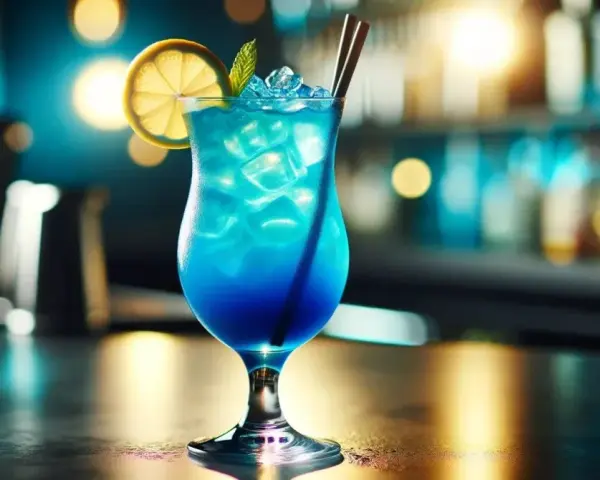 Niebieski koktajl z lodem, plasterkiem cytryny i miętą. Idealny na letnie wieczory, oto blue lagoon przepis.