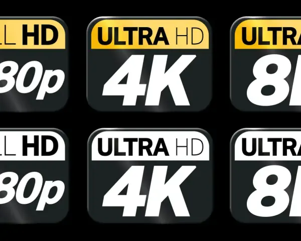 Full HD, Ultra HD 4K och 8K. Vad betyder HD? Bilden visar olika upplösningar för video.