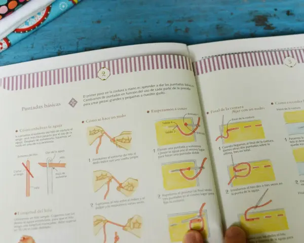 Aprender a coser a mano: cómo enhebrar la aguja, hacer nudos y empezar a coser con puntadas básicas.