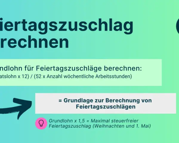 So berechnest du den Grundlohn für Feiertagszuschläge. Der maximal steuerfreie Feiertagszuschlag ist das 1,5-fache des Grundlohns.