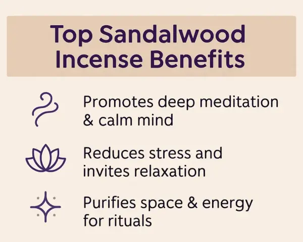 Discover the healing properties of sandalwood incense: promotes meditation, reduces stress, and purifies space for rituals.
