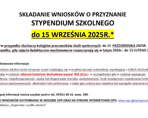 Do kiedy składać wnioski o stypendium szkolne, aby nie przegapić terminu?