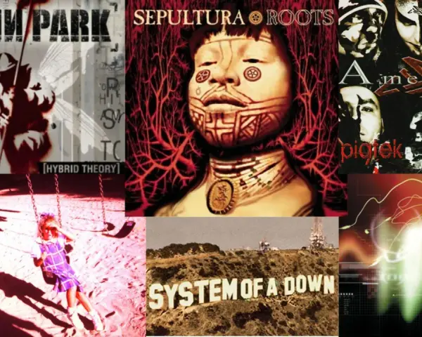 Okładki płyt Linkin Park, Sepultura, Amenra, Korn, System of a Down, Incubus. To jest właśnie nu metal co to za gatunek muzyczny.
