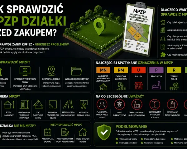 Jak sprawdzić plan zagospodarowania przestrzennego (MPZP) działki przed zakupem? Dowiedz się, gdzie i co zawiera MPZP, by uniknąć problemów.