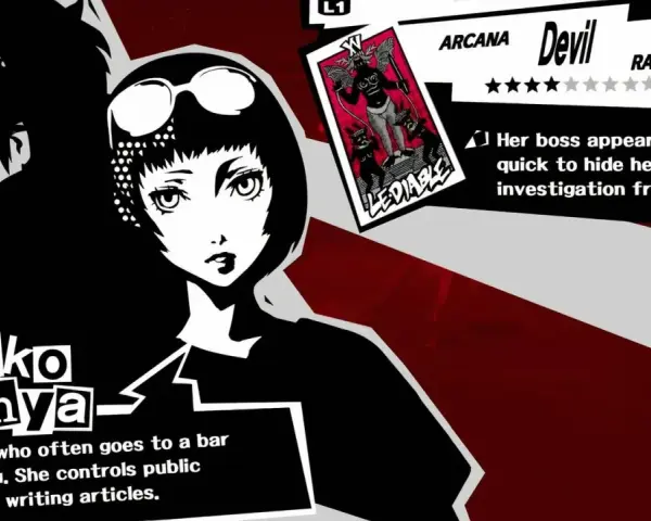 Ichiko Ohya, confidant de Persona 5 Royal, periodista de Shinjuku. Su tarot es el Diablo, rango 4.