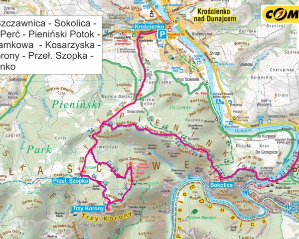 Trzy Korony z Krościenka, widok na Pieniński Park Narodowy, szlaki turystyczne, Dunajec.