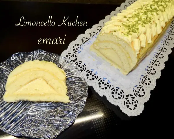 Limoncello Kuchen, eine süße Rolle mit cremiger Füllung, verziert mit Pistazien. Ein Genuss wie bei Schuhbeck.